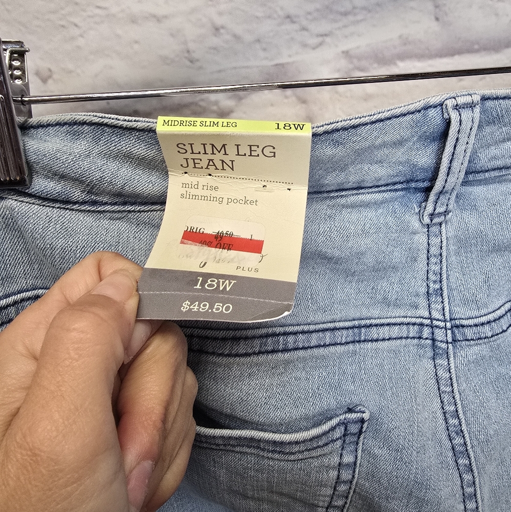 NWT Style & Co Plus Size Stretch Slim Leg Jeans Open Desert 18W - Picture 5 of 5